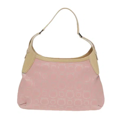 Pre-owned Ferragamo Gancini Canvas Shoulder Bag () In Pink