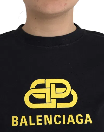 Balenciaga T-shirt With Yellow Logo In Black