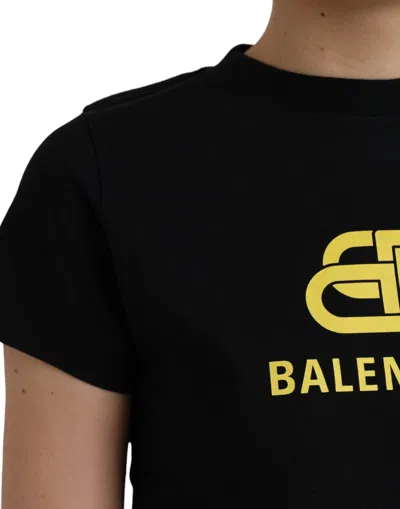 Balenciaga T-shirt With Yellow Logo In Black