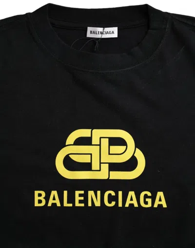 Balenciaga T-shirt With Yellow Logo In Black