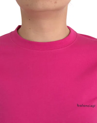 Pre-owned Balenciaga Pink Cotton Crew Neck Short Sleeves Tee Top Women's T-shirt ()