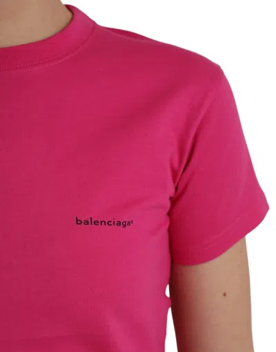 Pre-owned Balenciaga Pink Cotton Crew Neck Short Sleeves Tee Top Women's T-shirt ()