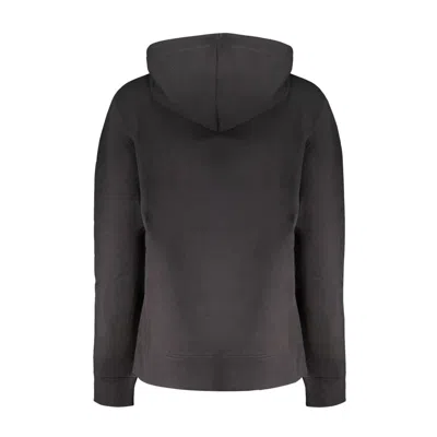 Calvin Klein Sleek Black Cotton Hoodie With Bold Print In Black