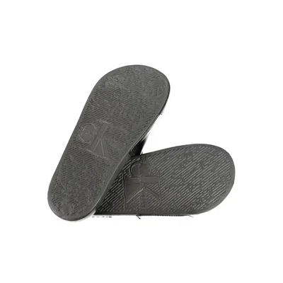 Calvin Klein Black Polyester Sandal In Black