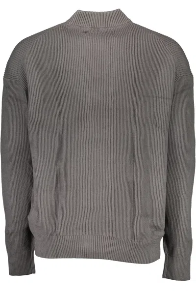 Calvin Klein Elegant Gray Turtleneck With Sleek Embroidery In Gray