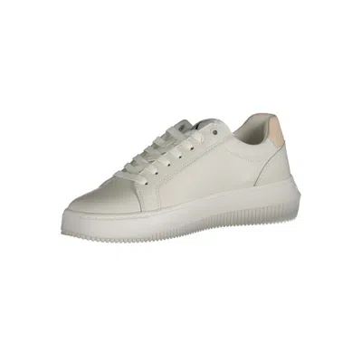 Calvin Klein Chic White Lace-up Sneakers With Contrast Details In White