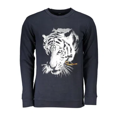 Cavalli Class Blue Cotton Sweater In Blue