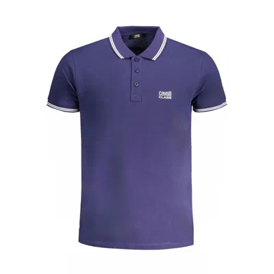 Cavalli Class Blue Cotton Men Polo Shirt In Blue