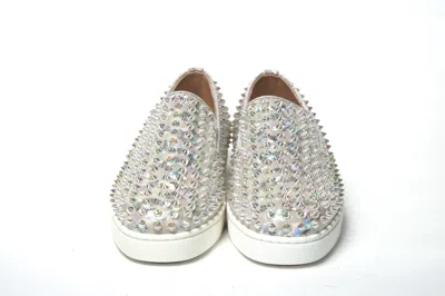 Christian Louboutin White Ab/clear Ab Roller Boat Woman Flat Sneaker In White