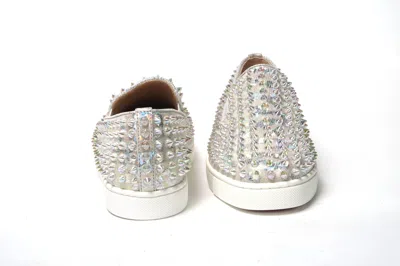 Christian Louboutin White Ab/clear Ab Roller Boat Woman Flat Sneaker In White