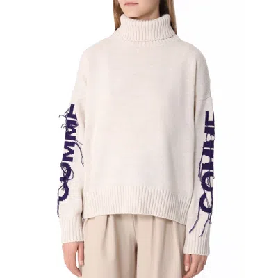 Comme Des Fuckdown Beige Acrylic Sweater In Beige