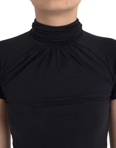 Costume National Turtleneck Viscose Short Sleeve Women's Top In Black