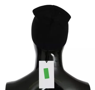 Costume National Beanie Black Wool Blend Branded Hat In Black