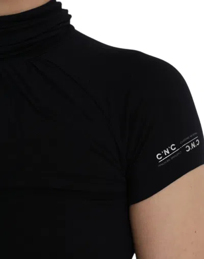Costume National Turtleneck Viscose Short Sleeve Women's Top In Black