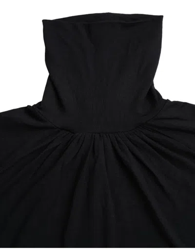 Costume National Turtleneck Viscose Short Sleeve Women's Top In Black