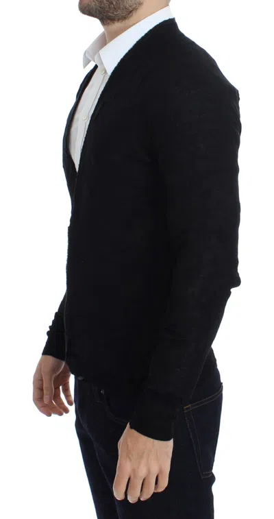 Costume National Fine Wool Button Men's Cardigan In Black