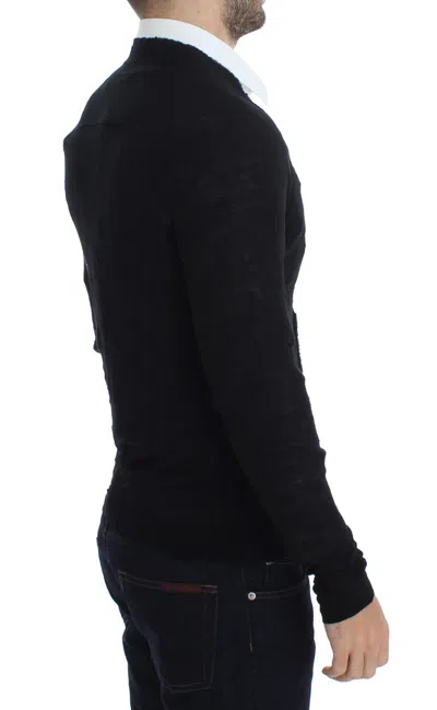 Costume National Fine Wool Button Men's Cardigan In Black