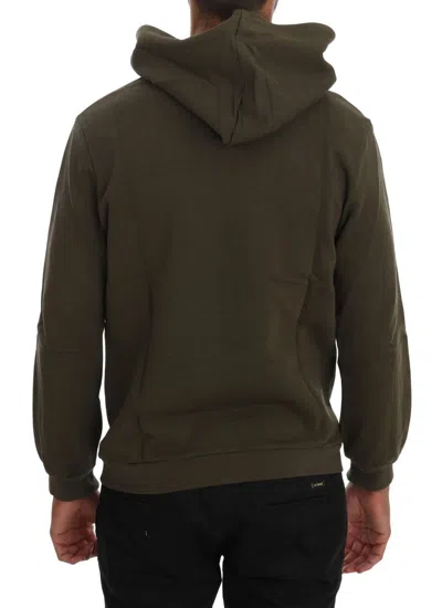 DANIELE ALESSANDRINI DANIELE ALESSANDRINI ELEGANT GREEN COTTON HOODED MEN'S SWEATER 