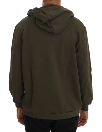 Daniele Alessandrini Full Zipper Hodded Cotton Sweater In Green