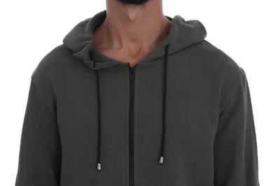 Daniele Alessandrini Full Zipper Hodded Cotton Sweater In Green