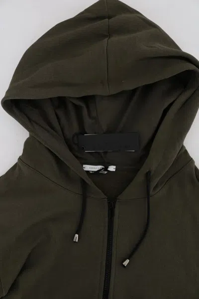 Daniele Alessandrini Full Zipper Hodded Cotton Sweater In Green