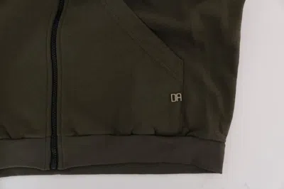 Daniele Alessandrini Full Zipper Hodded Cotton Sweater In Green