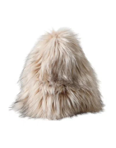 Dolce & Gabbana Beige Acrylic Fur Women Bucket Hat In Beige