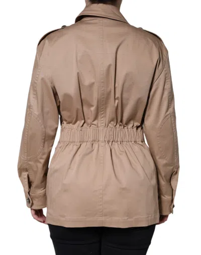 Pre-owned Dolce & Gabbana Beige Cotton Long Sleeve Collared Coat Women's Jacket ()