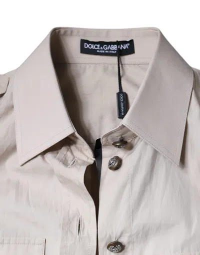 Dolce & Gabbana Beige Cotton Collared Button Down Shirt Top In Beige