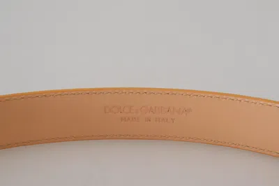 Dolce & Gabbana Beige Exotic Leather Gold Metal Buckle Belt In Beige