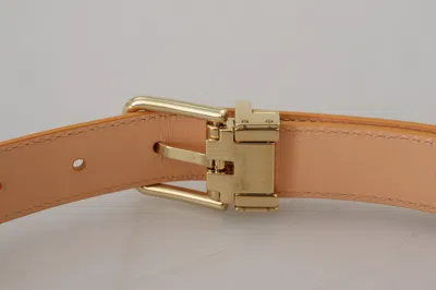 Dolce & Gabbana Beige Exotic Leather Gold Metal Buckle Belt In Beige