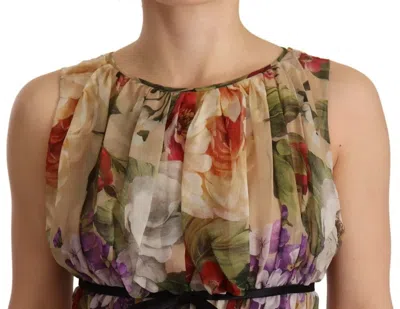 Pre-owned Dolce & Gabbana Beige Floral Sleeveless Round Neck Mini Women's Dress ()