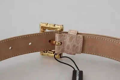 Dolce & Gabbana Beige Leather Crystal Buckle Women Belt In Beige