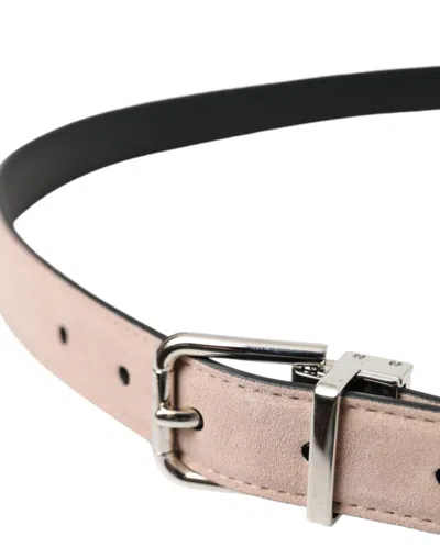 Dolce & Gabbana Beige Suede Leather Silver Buckle Belt Men In Beige
