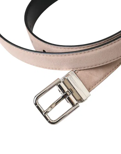 Dolce & Gabbana Beige Suede Leather Silver Buckle Belt Men In Beige