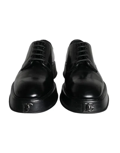 Pre-owned Dolce & Gabbana Black Calf Leather Derby Formal Dress Men's Shoes ()