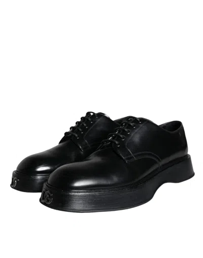 Pre-owned Dolce & Gabbana Black Calf Leather Derby Formal Dress Men's Shoes ()