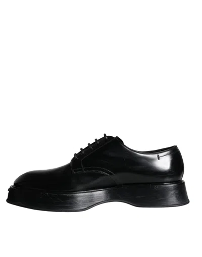 Pre-owned Dolce & Gabbana Black Calf Leather Derby Formal Dress Men's Shoes ()