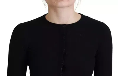 Pre-owned Dolce & Gabbana Black Button Down Slim Cardigan Wool Women's Sweater ()