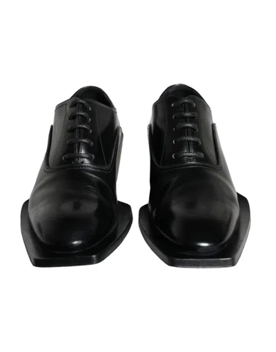 Pre-owned Dolce & Gabbana Black Calfskin Leather Derby Dress Men Men's Shoes ()