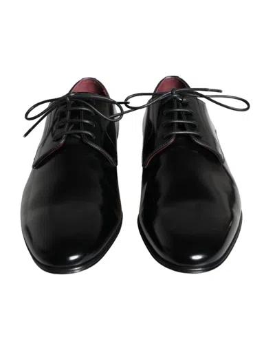 Dolce & Gabbana Black Calfskin Leather Derby Dress Men Men's Shoes In Black