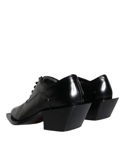 Pre-owned Dolce & Gabbana Black Calfskin Leather Derby Dress Men Men's Shoes ()