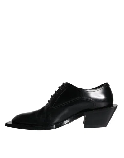 Pre-owned Dolce & Gabbana Black Calfskin Leather Derby Dress Men Men's Shoes ()