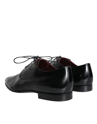 Dolce & Gabbana Black Calfskin Leather Derby Dress Men Men's Shoes In Black