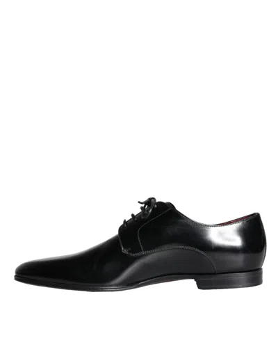Dolce & Gabbana Black Calfskin Leather Derby Dress Men Men's Shoes In Black
