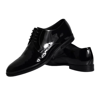 Pre-owned Dolce & Gabbana Black Calfskin Leather Derby Men Dress Men's Shoes ()