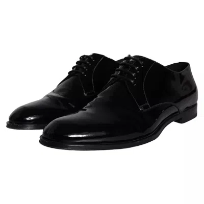 Pre-owned Dolce & Gabbana Black Calfskin Leather Derby Men Dress Men's Shoes ()