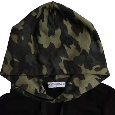 Pre-owned Dolce & Gabbana Black Camouflage Hooded Sweatshirt Men's Sweater ()