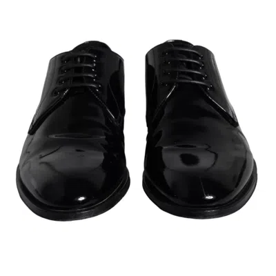 Pre-owned Dolce & Gabbana Black Calfskin Leather Derby Men Dress Men's Shoes ()