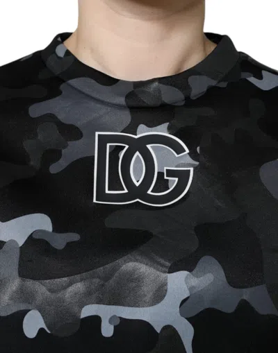 Dolce & Gabbana Black Camouflage Round Neck Sweatshirt Sweater In Black